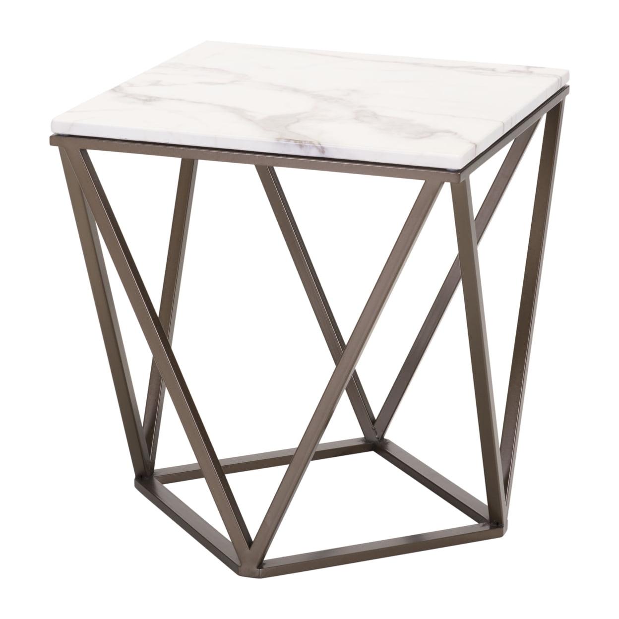 Zuo Tintern End Table White & Antique Brass