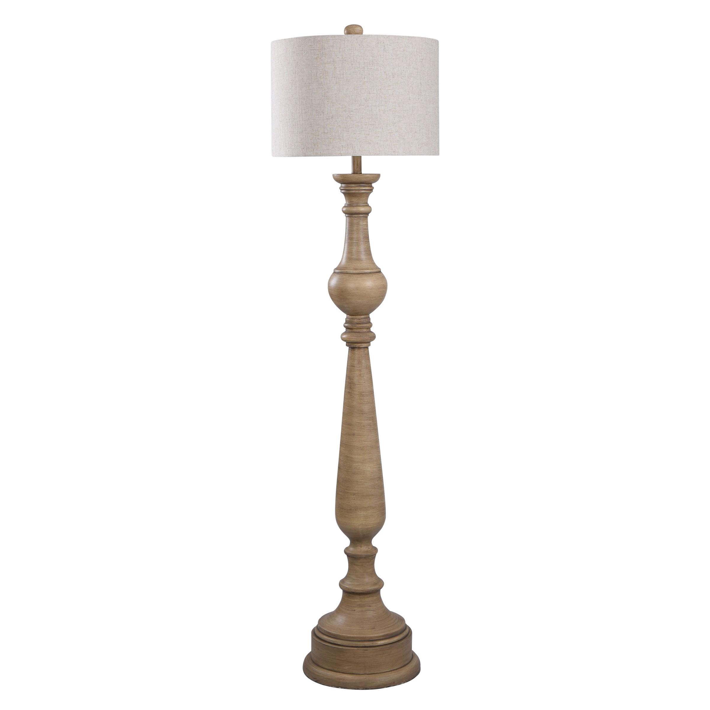 Tipton Farmhouse Floor Lamp - Taupe Washed Finish - Beige Shade