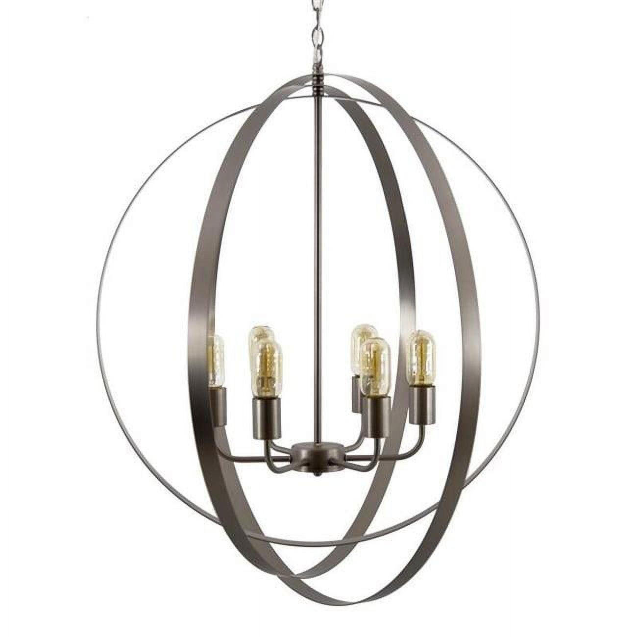 Satin Nickel Spherical 6-Light Modern Orb Chandelier