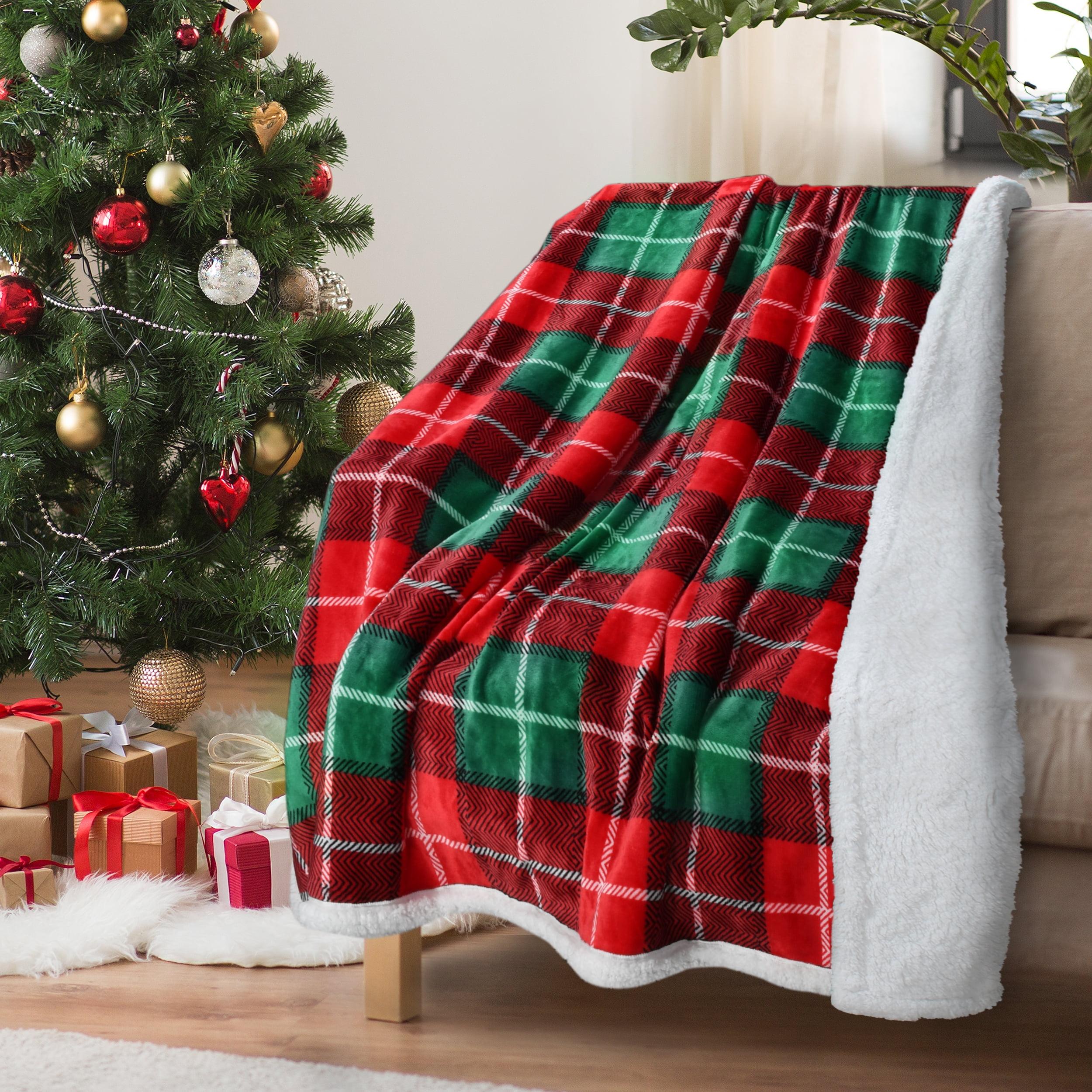 Tirrinia Plaid Christmas Throw TV Fleece Blanket 50"x60", Super Soft Warm Comfy Plush Fleece Bedding Couch Cabin Decorative Throw Blanket