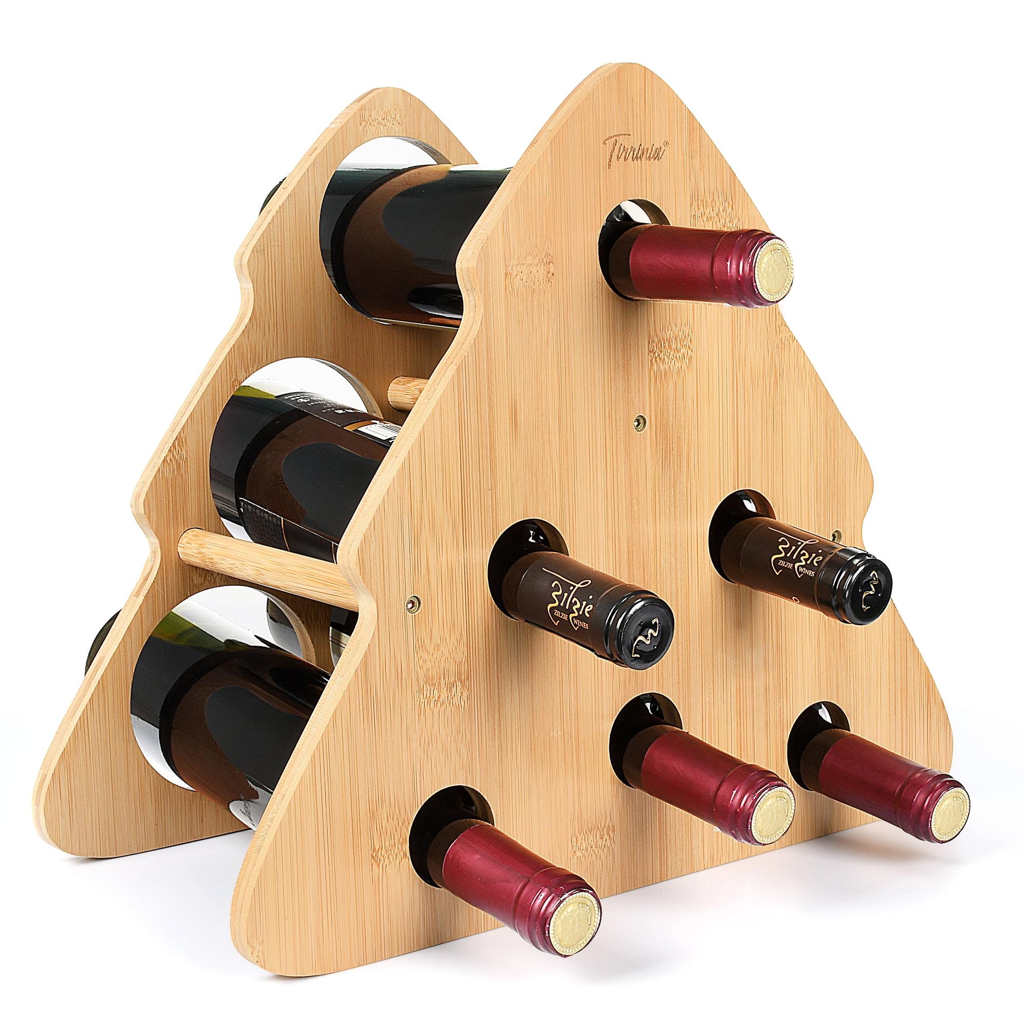 Tirrinia Bamboo Wine Rack, Wine Bottle Holder with Cute Christmas Tree Shape, Wine Rack Freestanding Floor, Wine Racks Countertop for Kitchen Decor, Best Gift for Christmas Decoration & Wine Storage