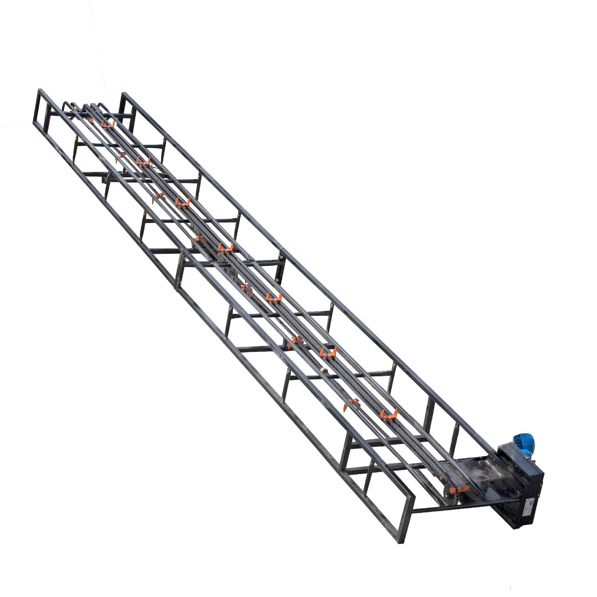 Titan Attachments Chain Drive 15ft Square Hay Bale Elevator Base Unit with 3/4 HP Motor, Charcoal Finish, Hay Harvesting Agricultural Equipment