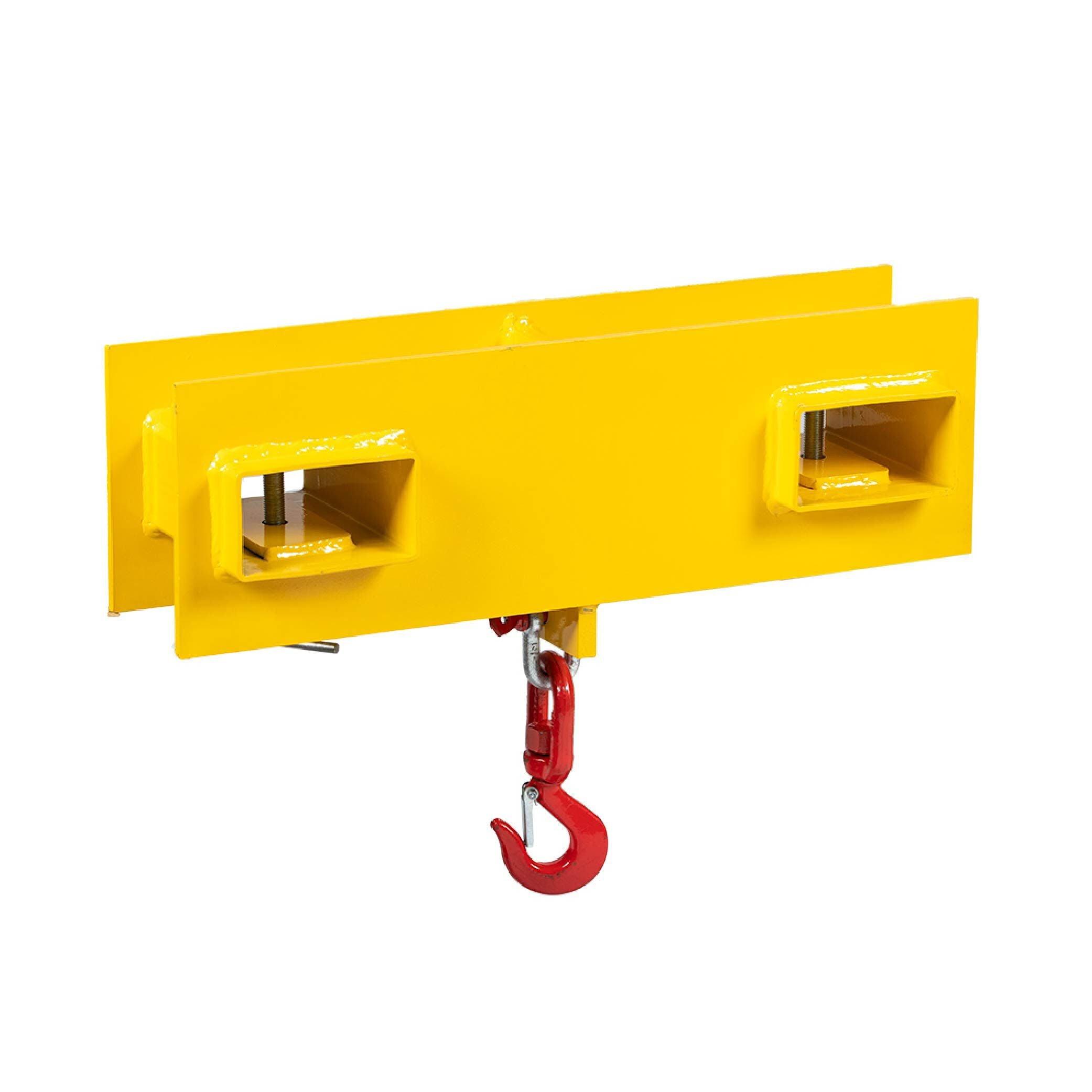 Titan Attachments Forklift Lifting Hoist Hook, 4000 LB Capacity, Yellow Fork Mounted Crane with Single HD Red Swivel Hook and Large T-Screws, Lift Heavy Loads with Ease, Warehouse Factory Attachment