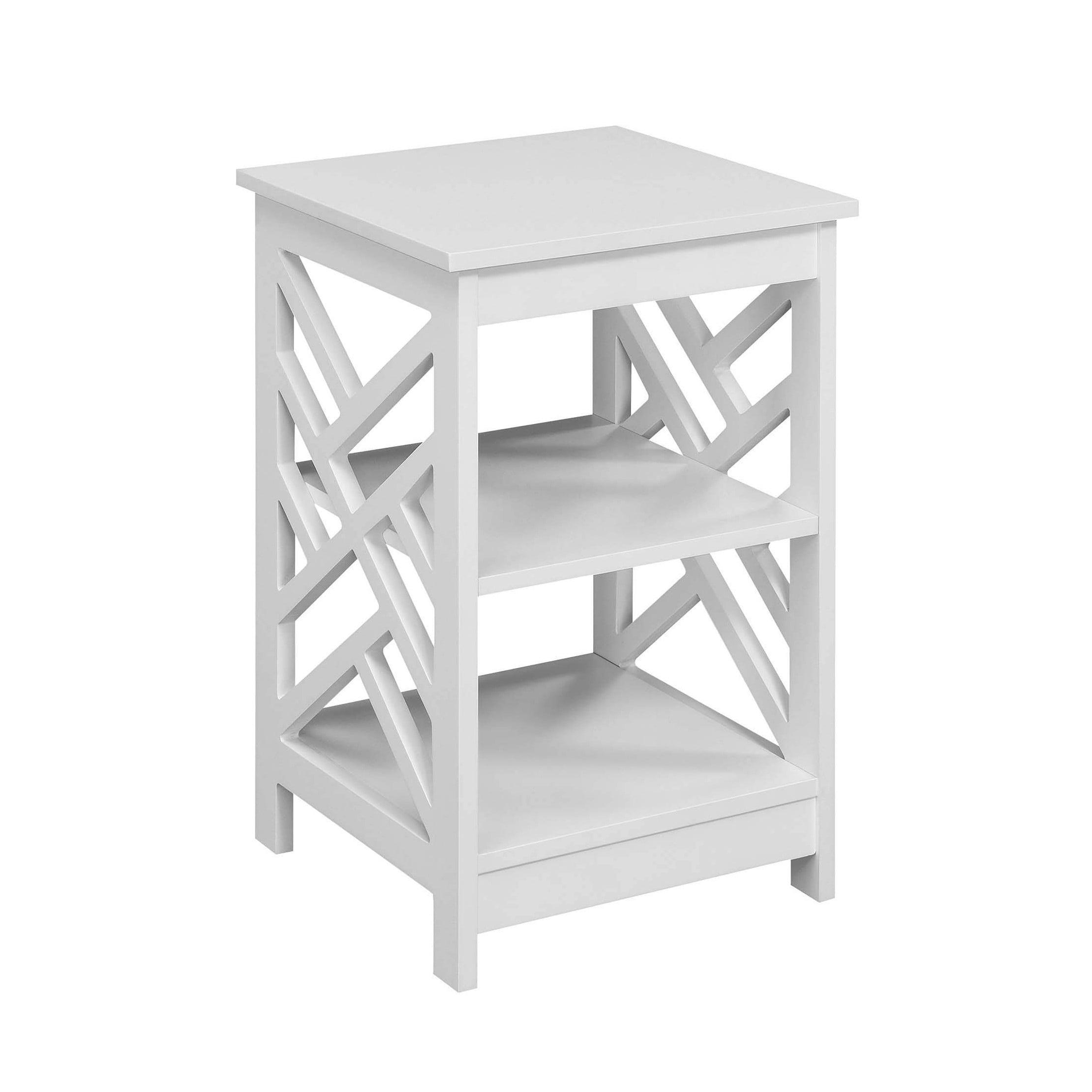 Titan End Table with Shelves White