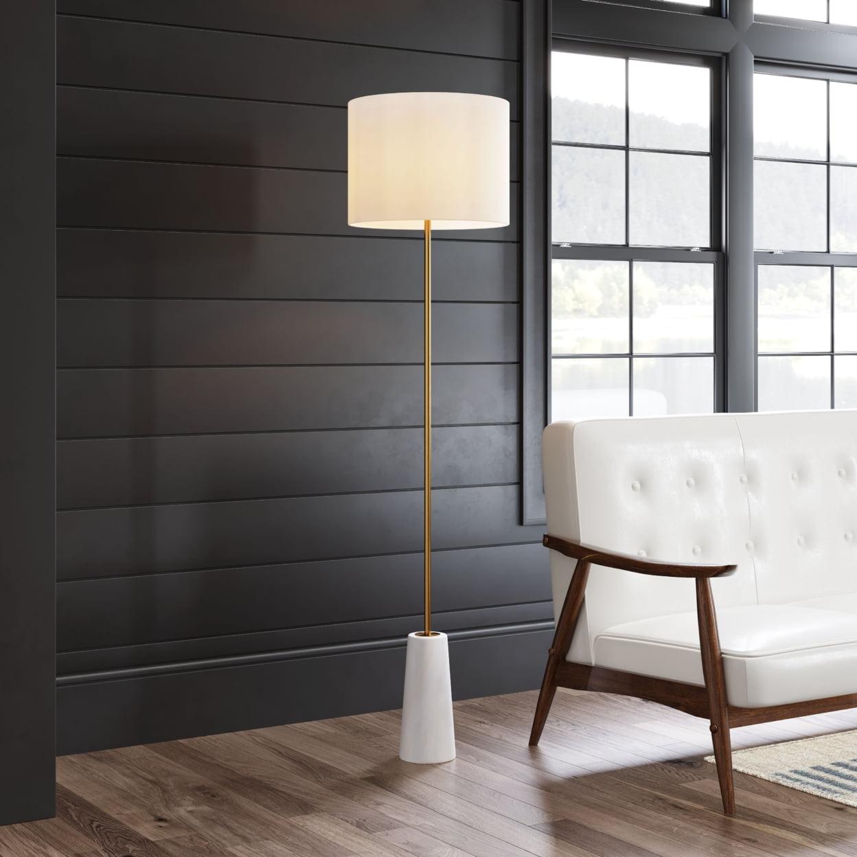 Titan 63'' Adjustable White & Brass Contemporary Floor Lamp