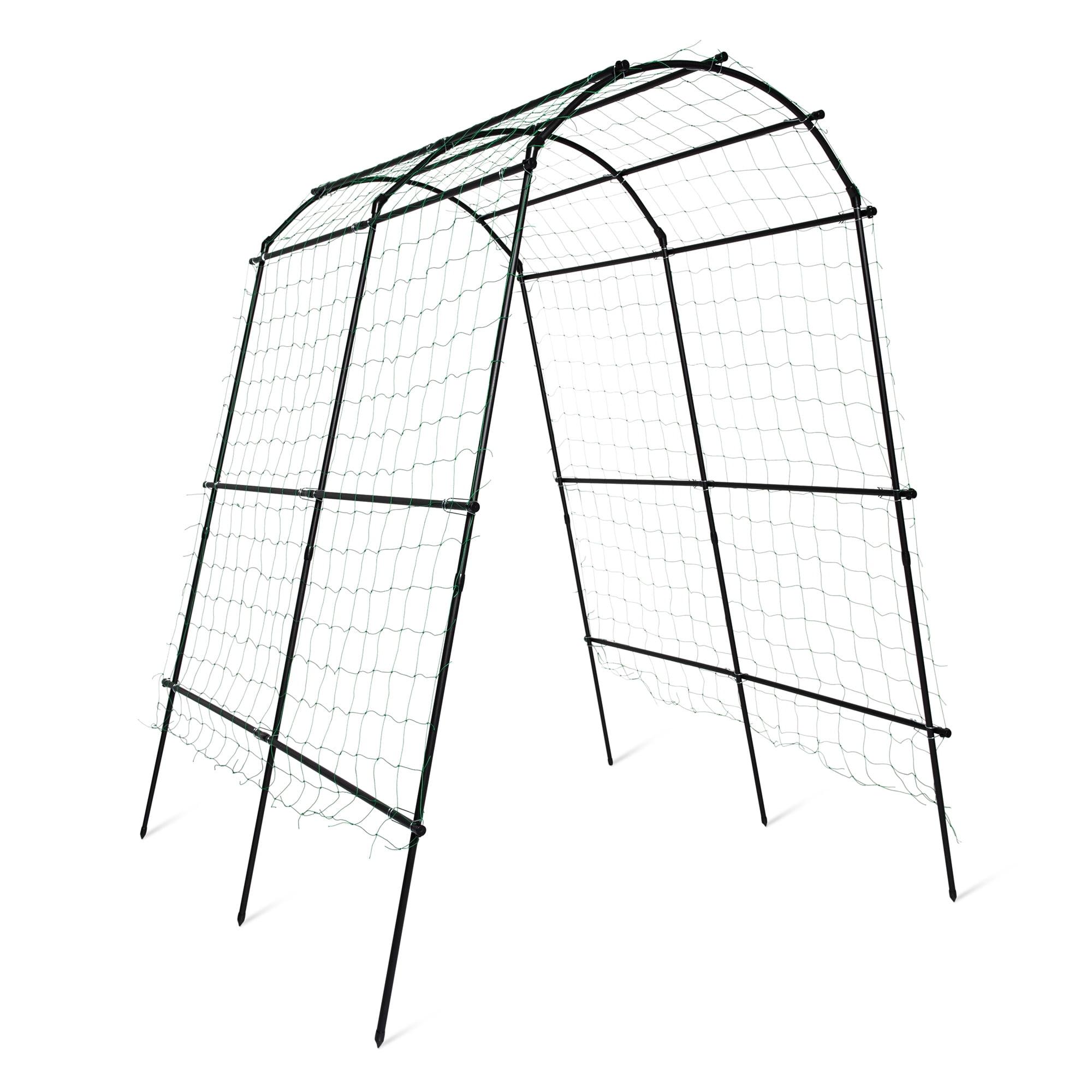 Extra Tall Black Metal Garden Arch Arbor with Nylon Netting