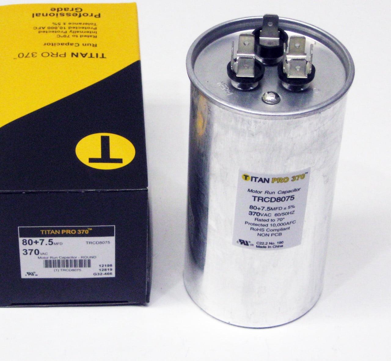 Titan Pro 80+7.5 MFD Aluminum Round Run Capacitor