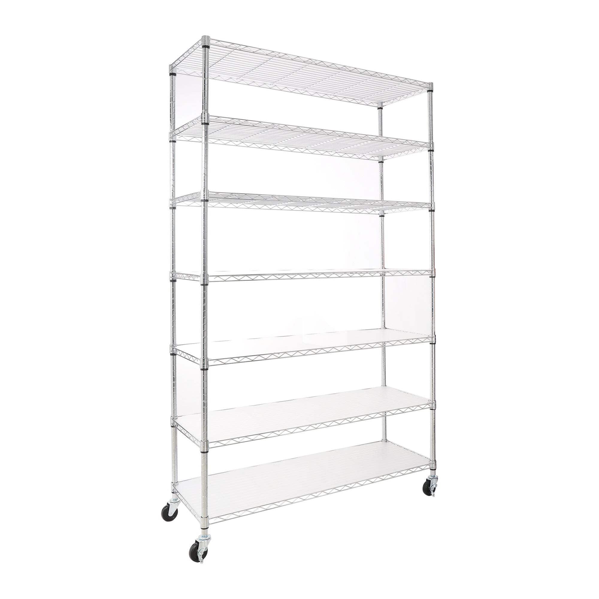 Chrome 7-Tier Adjustable Metal Wire Shelving Unit with Wheels