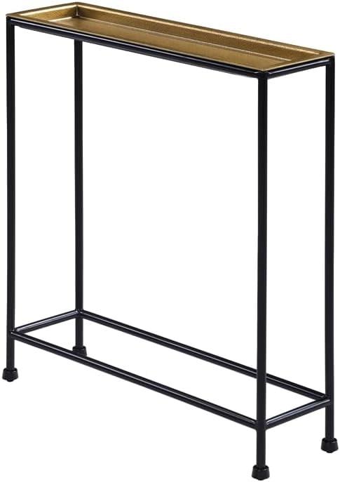 Comfort Pointe Tivoli Side Table Brass/Antique Bronze: Removable Tray, No Assembly, Metal Frame