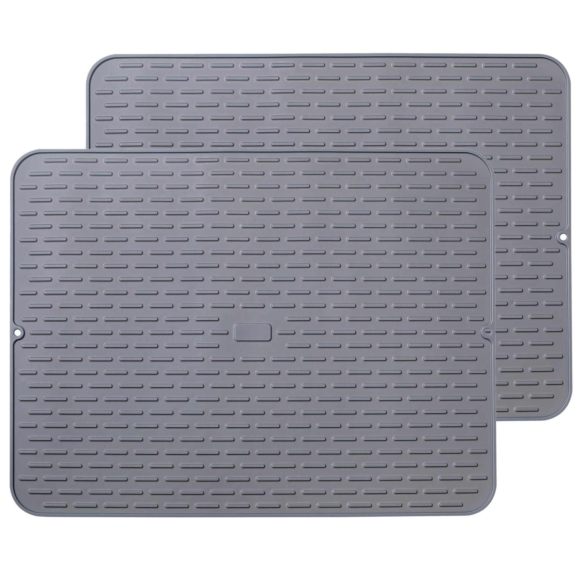 Extra Large Light Gray Silicone Foldable Dish Drying Mat Set