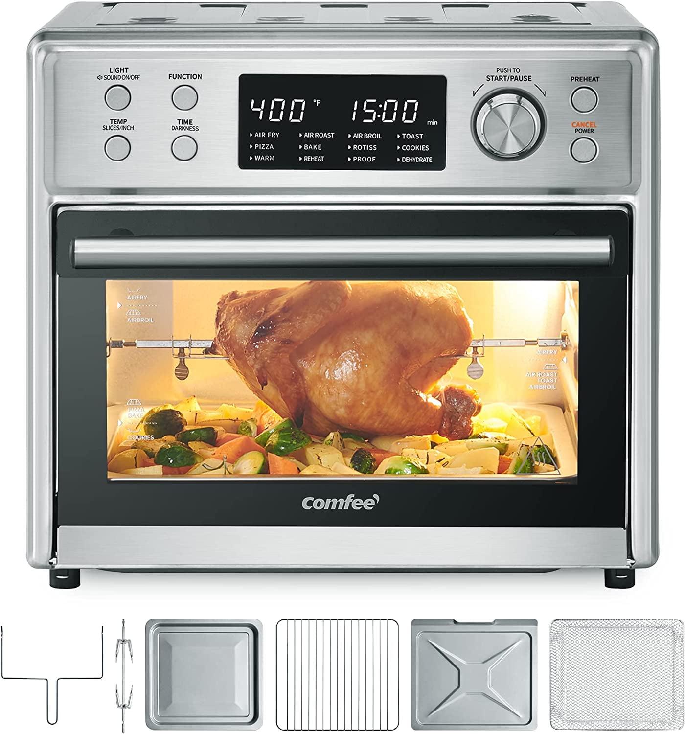 Stainless Steel 12-in-1 Air Fryer Toaster Oven Combo