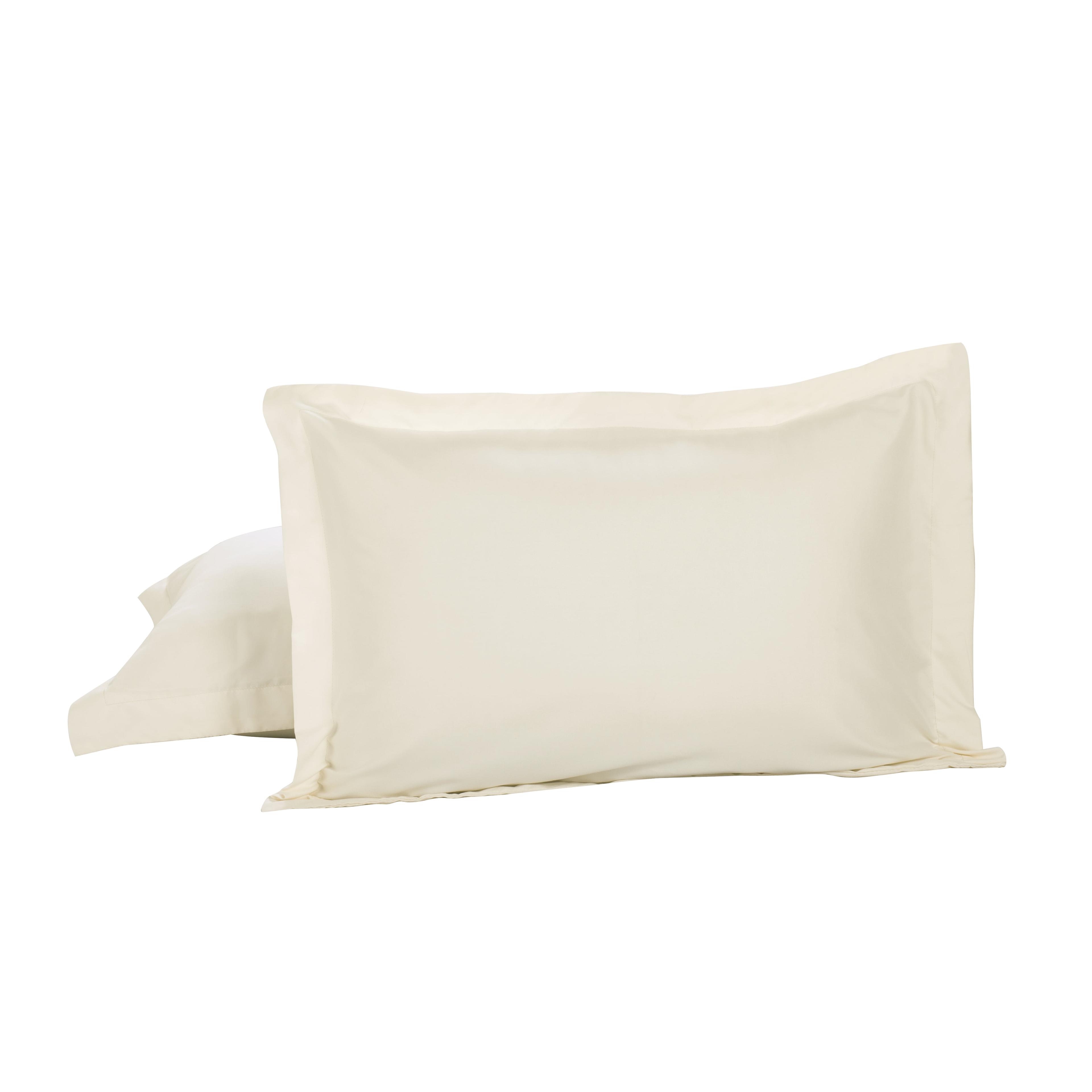 Ivory Cotton Blend Standard Pillow Shams with Flange, 2-Pack