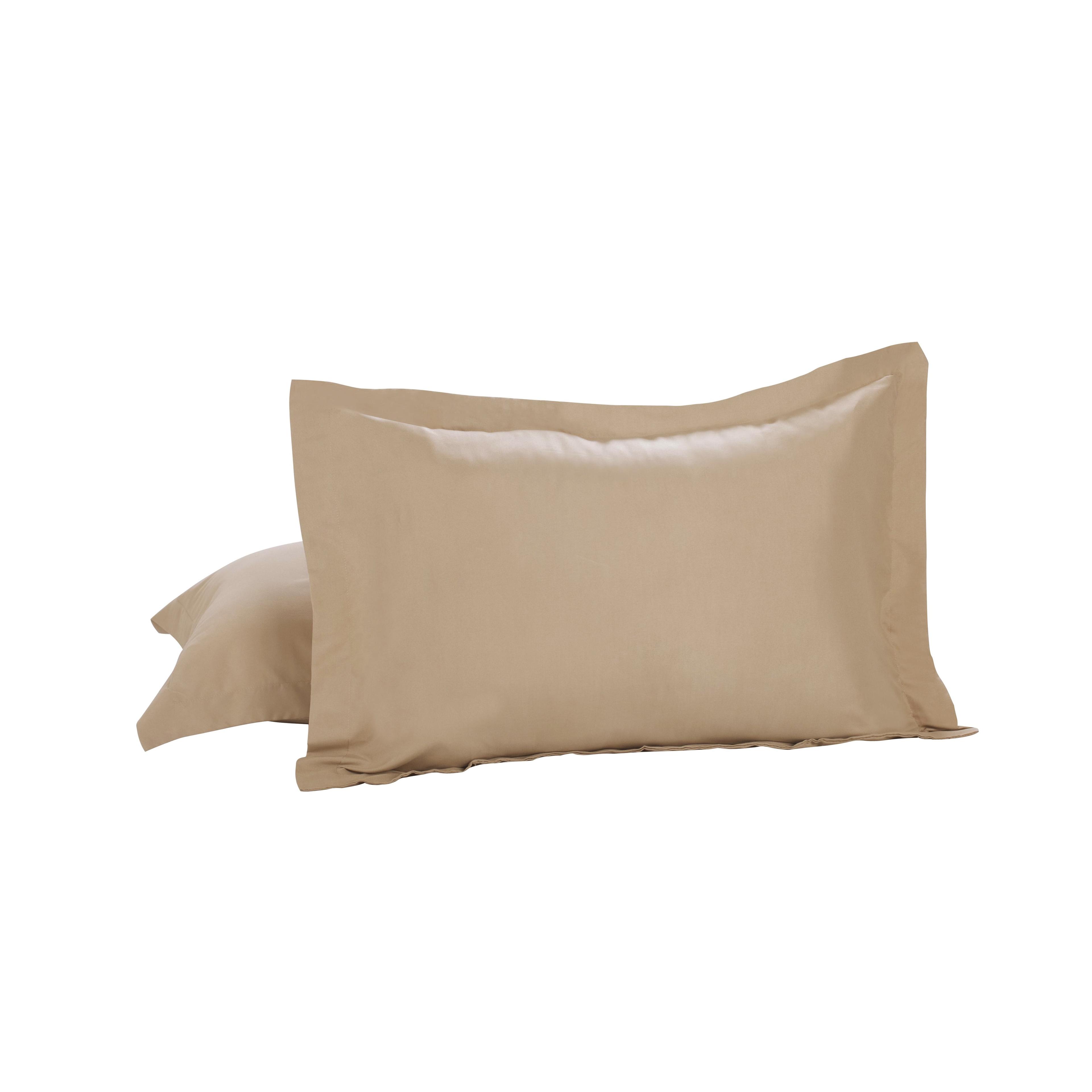 Mocha Cotton Blend Standard Pillow Shams with Flange, 2-Pack