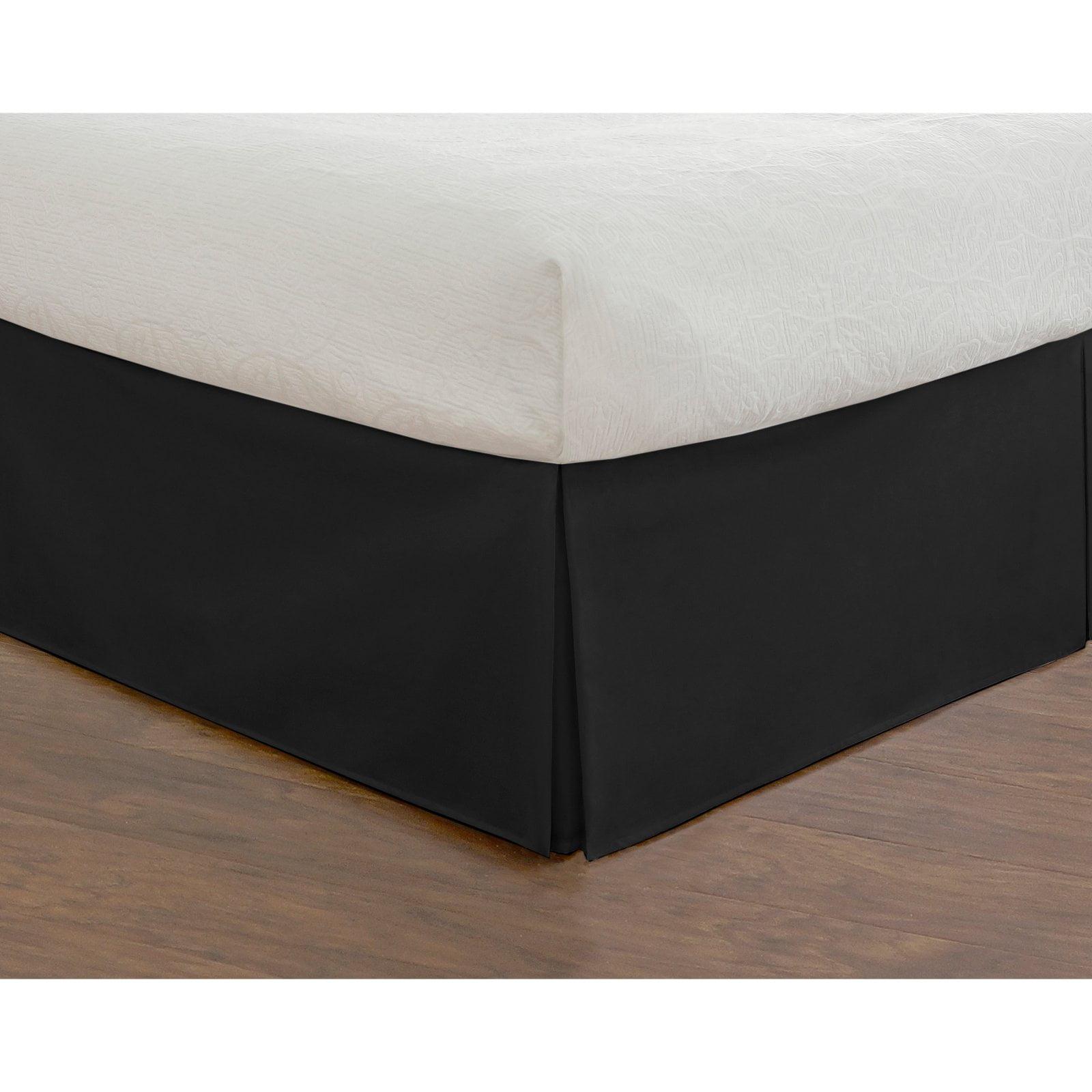 Black Cotton Blend Twin Bed Skirt with 14-Inch Drop