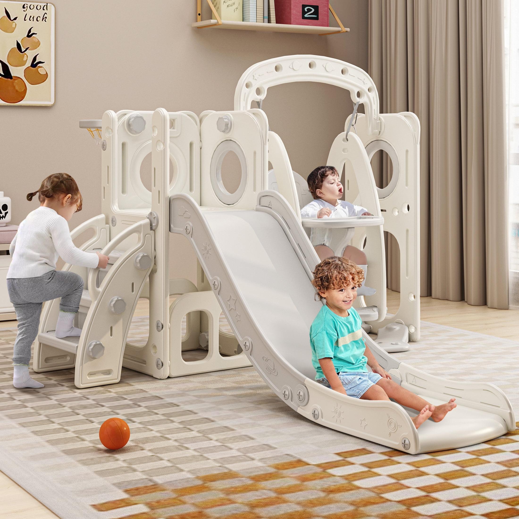 Benarita 4-in-1 Indoor Toddler Playset with Slide and Swing