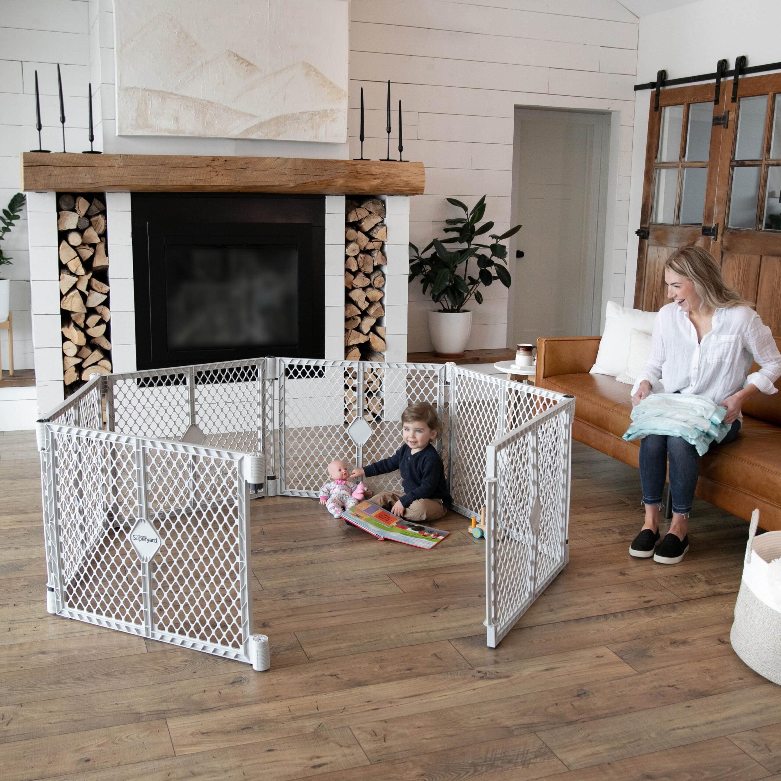 Toddleroo by North States Superyard Explorer Baby Play Yard, Gray Plastic