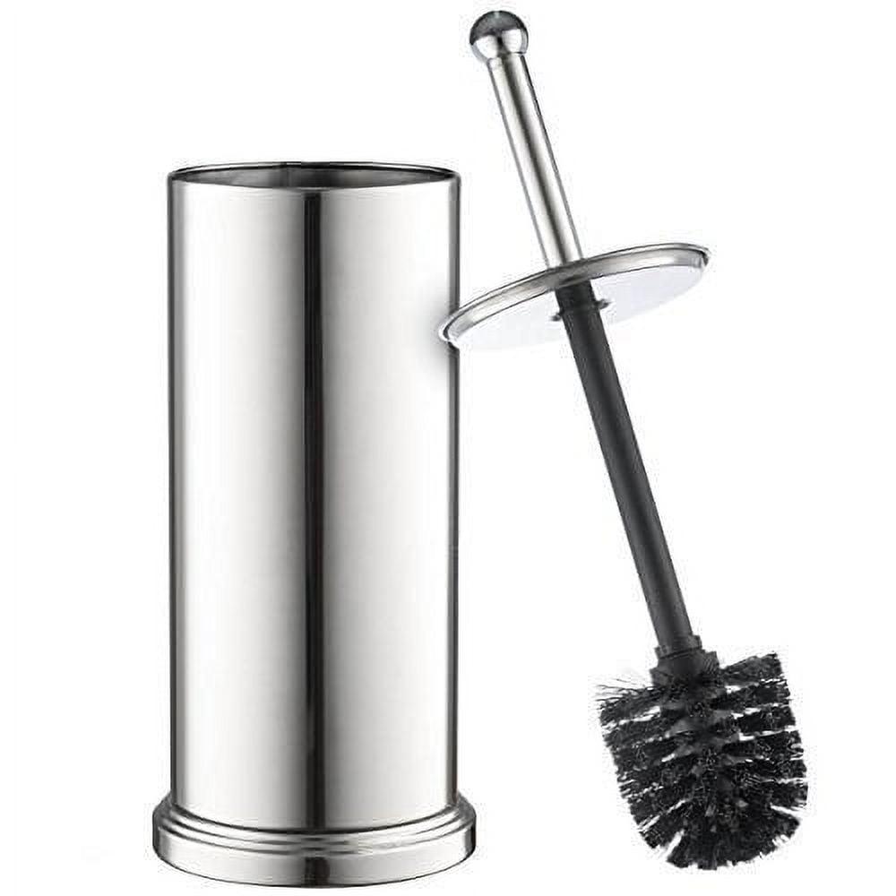 Toilet Brush Set - Toilet Bowl Set in Chrome - Toilet Cleaning with Lid and Holder Bowl - Homeitusa