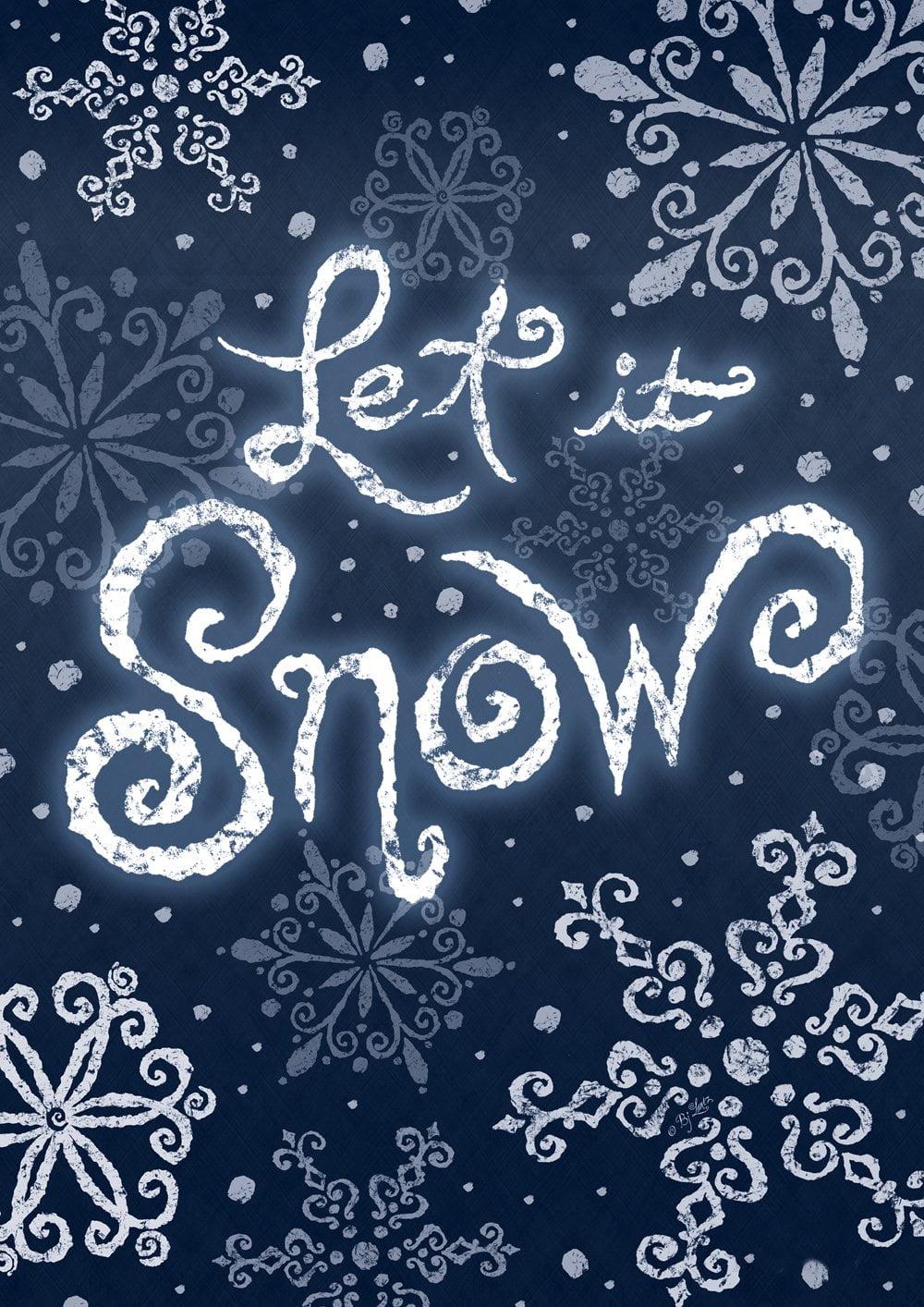 Let It Snow Blue Polyester Winter Garden Flag