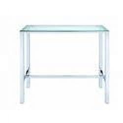 Contemporary Silver Glass Top Rectangular Bar Table