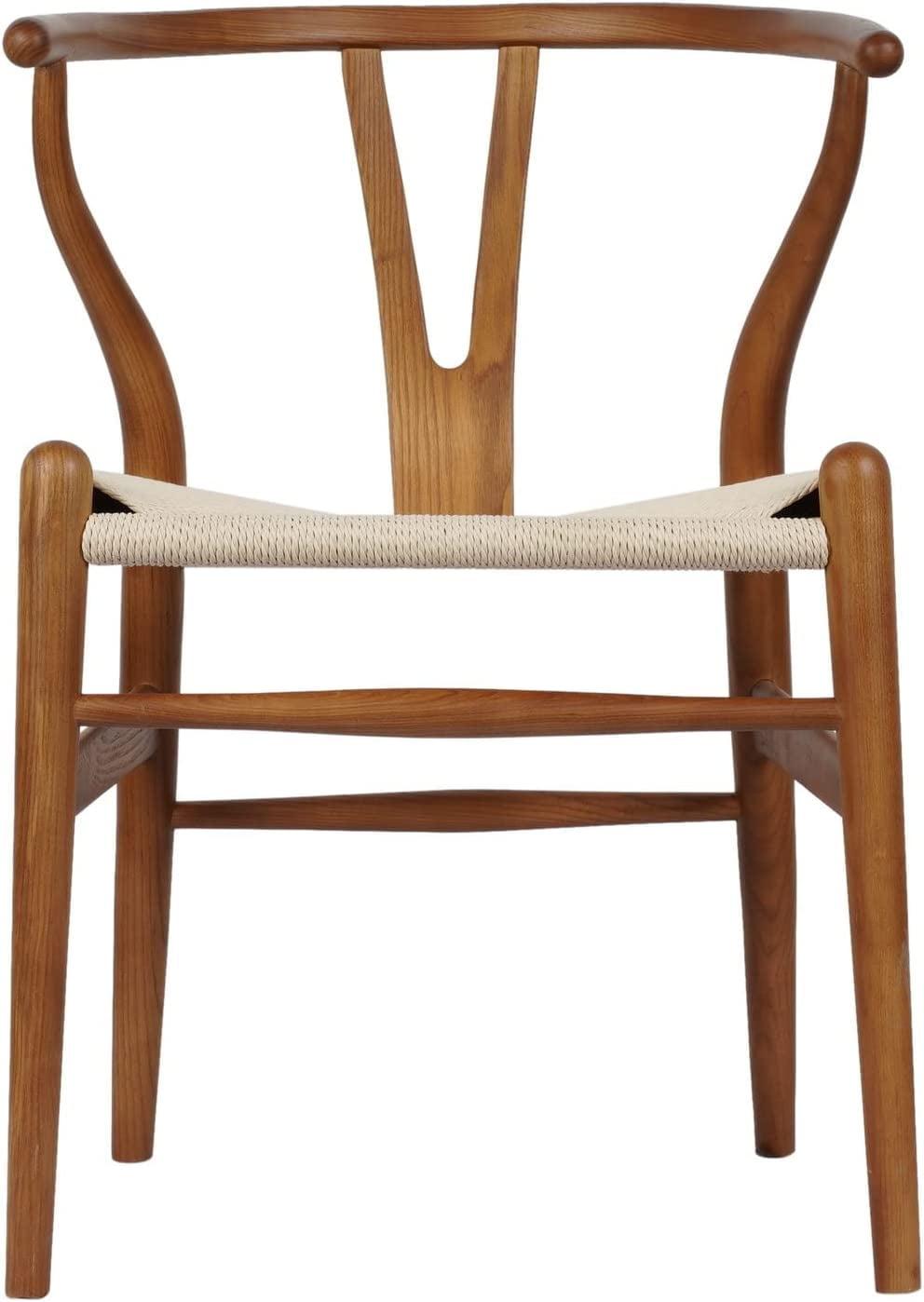 Tomile Walnut Dining Chair, Ash Wood Wishbone Chair for Home and Office