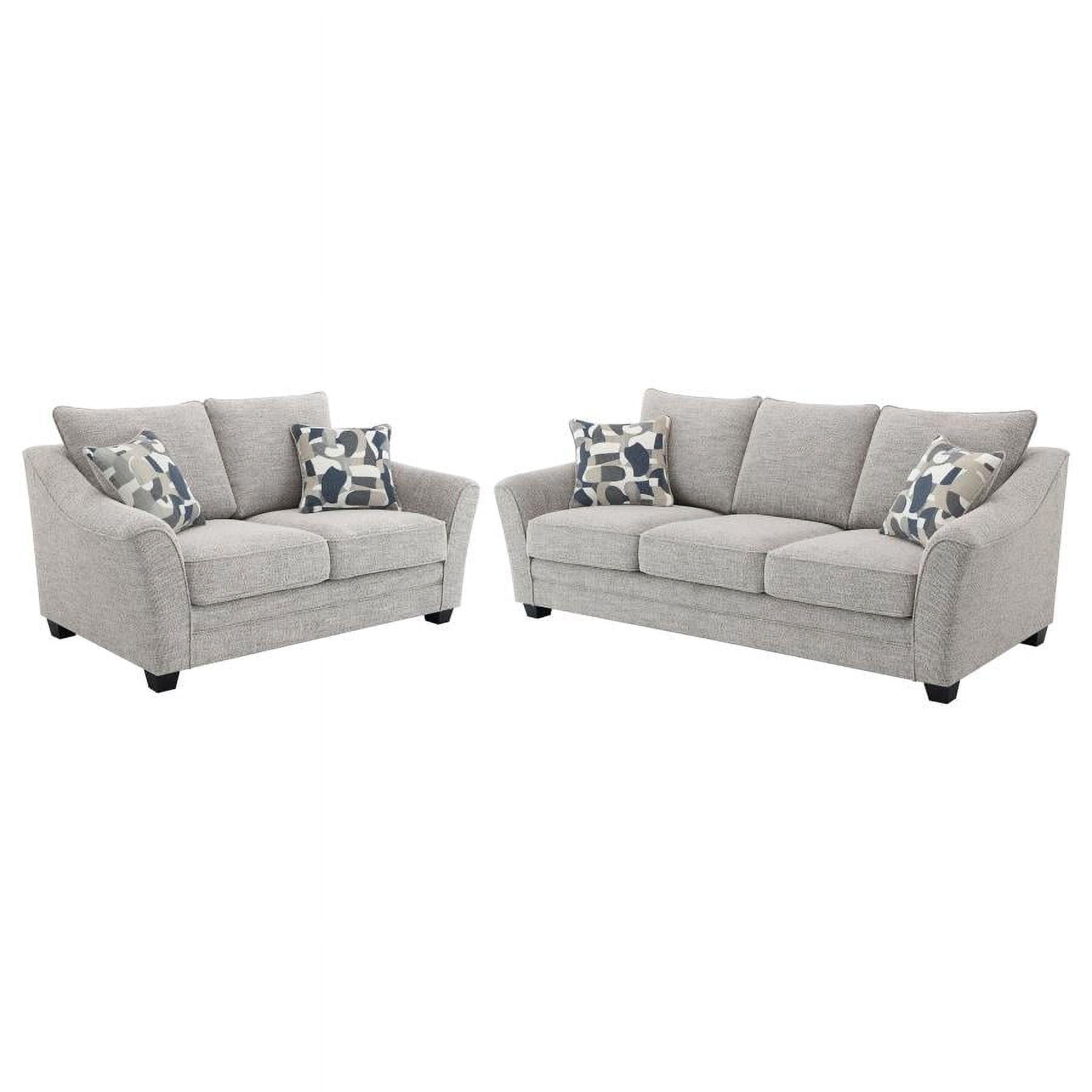 Light Gray Boucle Fabric Upholstered Sofa and Loveseat Set