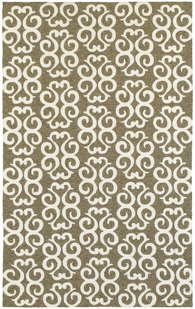 Atrium Damask Hand-Hooked Brown/Ivory Area Rug