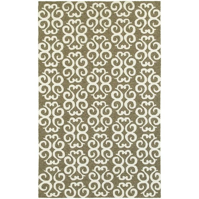 Atrium Damask Hand-Hooked Brown/Ivory Area Rug