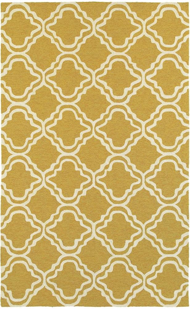 Atrium Gold and Ivory Geometric Hand-Hooked Area Rug