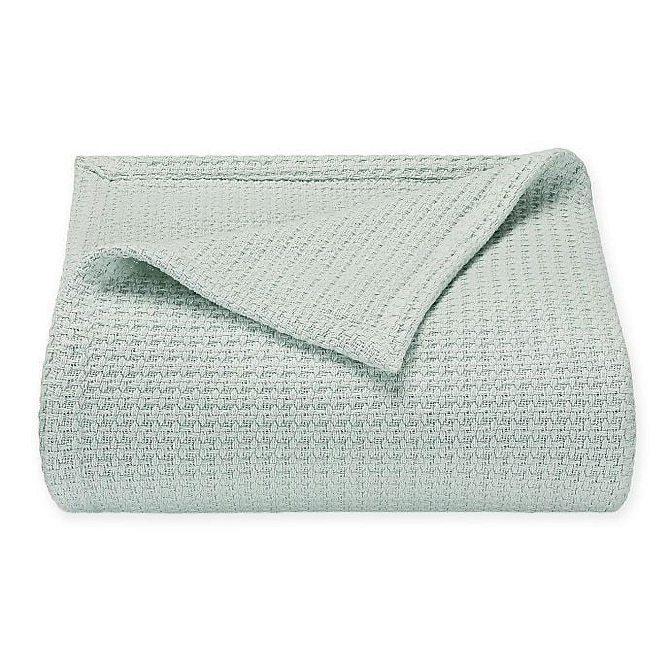 Coastal Knit King-Sized Cotton Blanket in Aqua