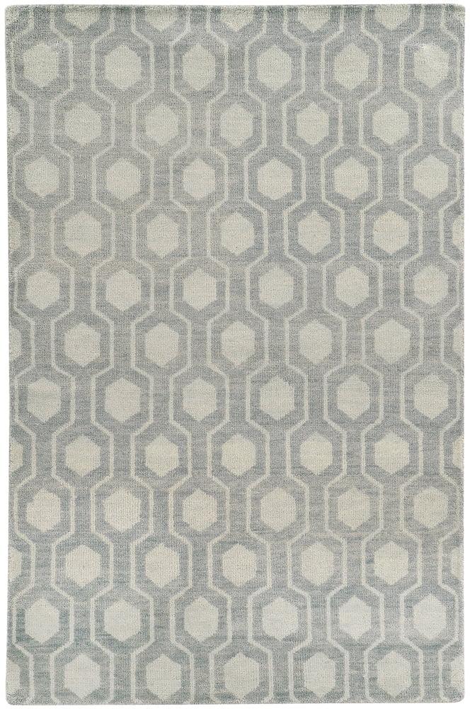 Maddox Geometric Hand-Knotted Wool Blue/Beige Area Rug