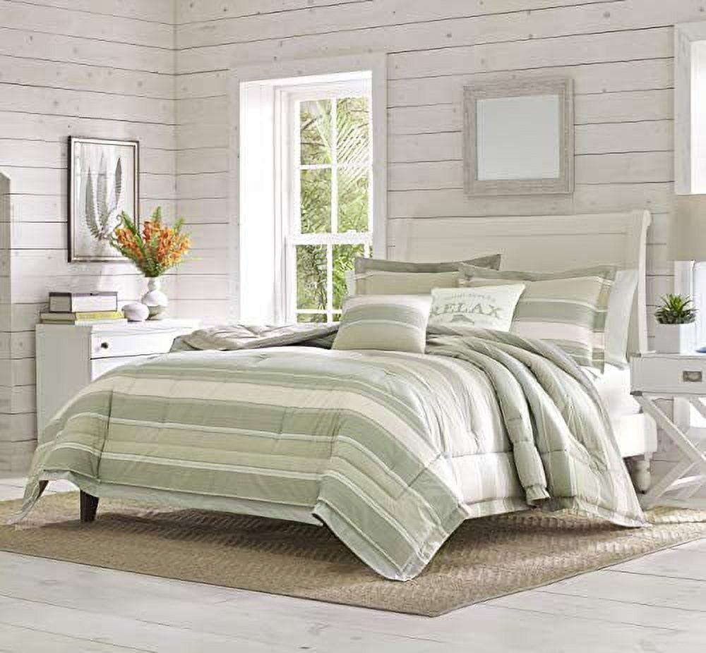Queen 5pc Serenity Comforter & Sham Set Green - Tommy Bahama: Percale, Reversible, Includes Decorative Pillows