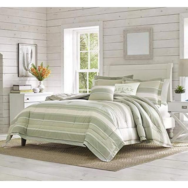 Queen 5pc Serenity Comforter & Sham Set Green - Tommy Bahama: Percale, Reversible, Includes Decorative Pillows