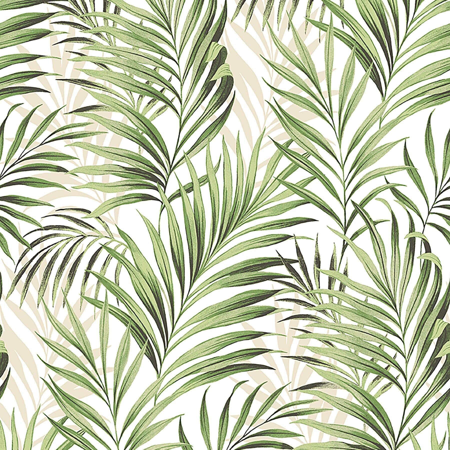 Aloe Green and Taupe Tropical Peel & Stick Wallpaper
