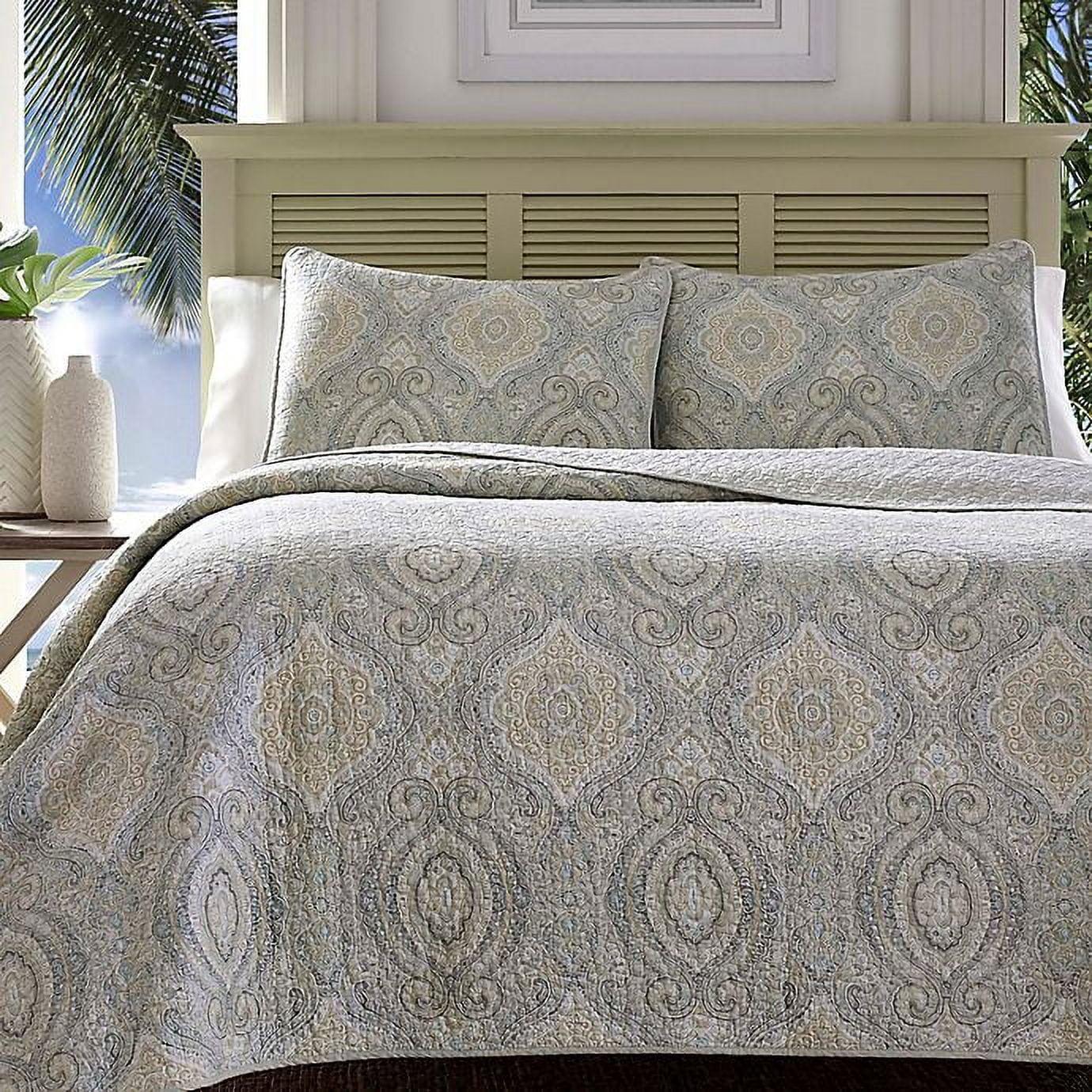 Tommy Bahama Turtle Cove Green Cotton Reversible Quilt Set