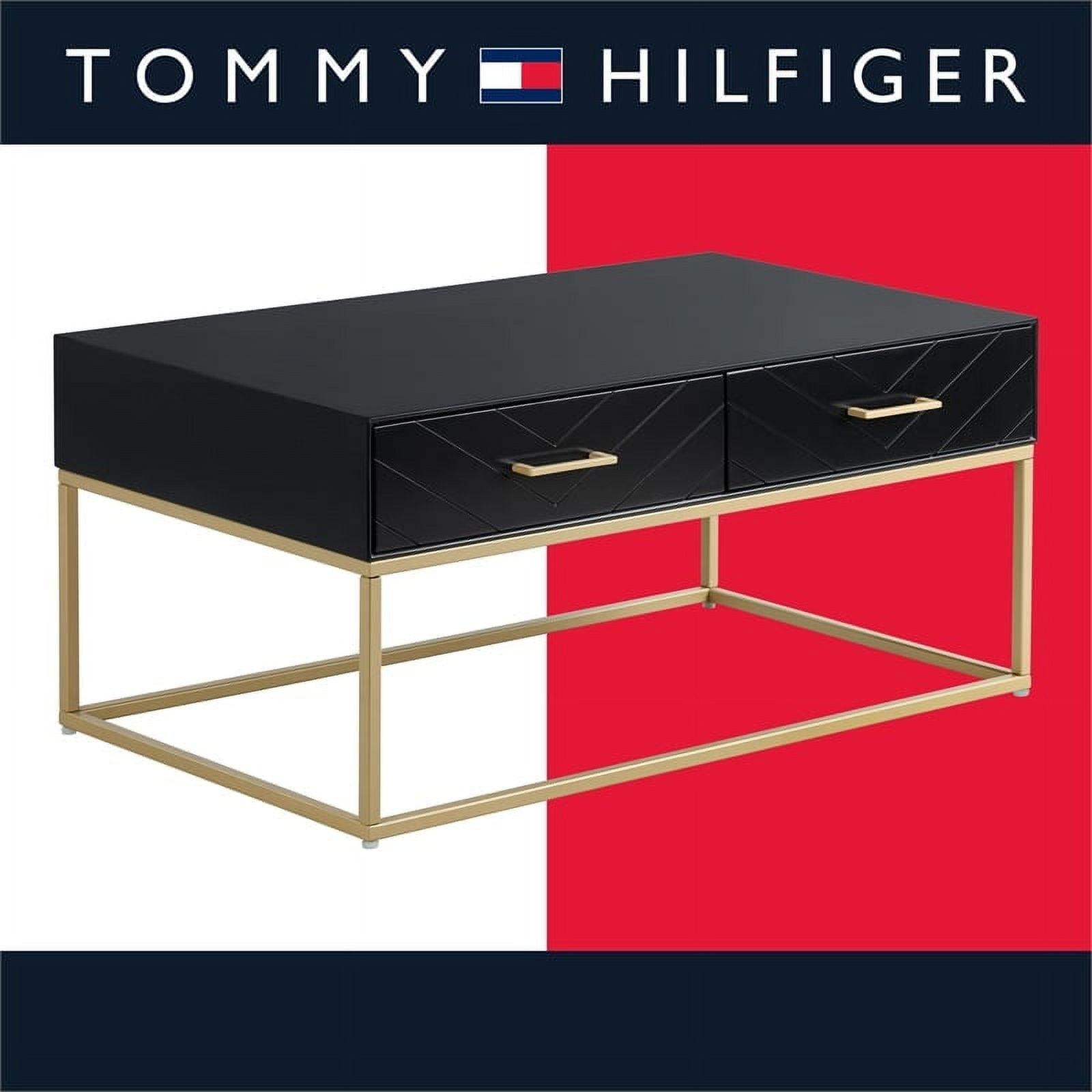 Modern Rectangular Black and Gold Coffee Table with Storage