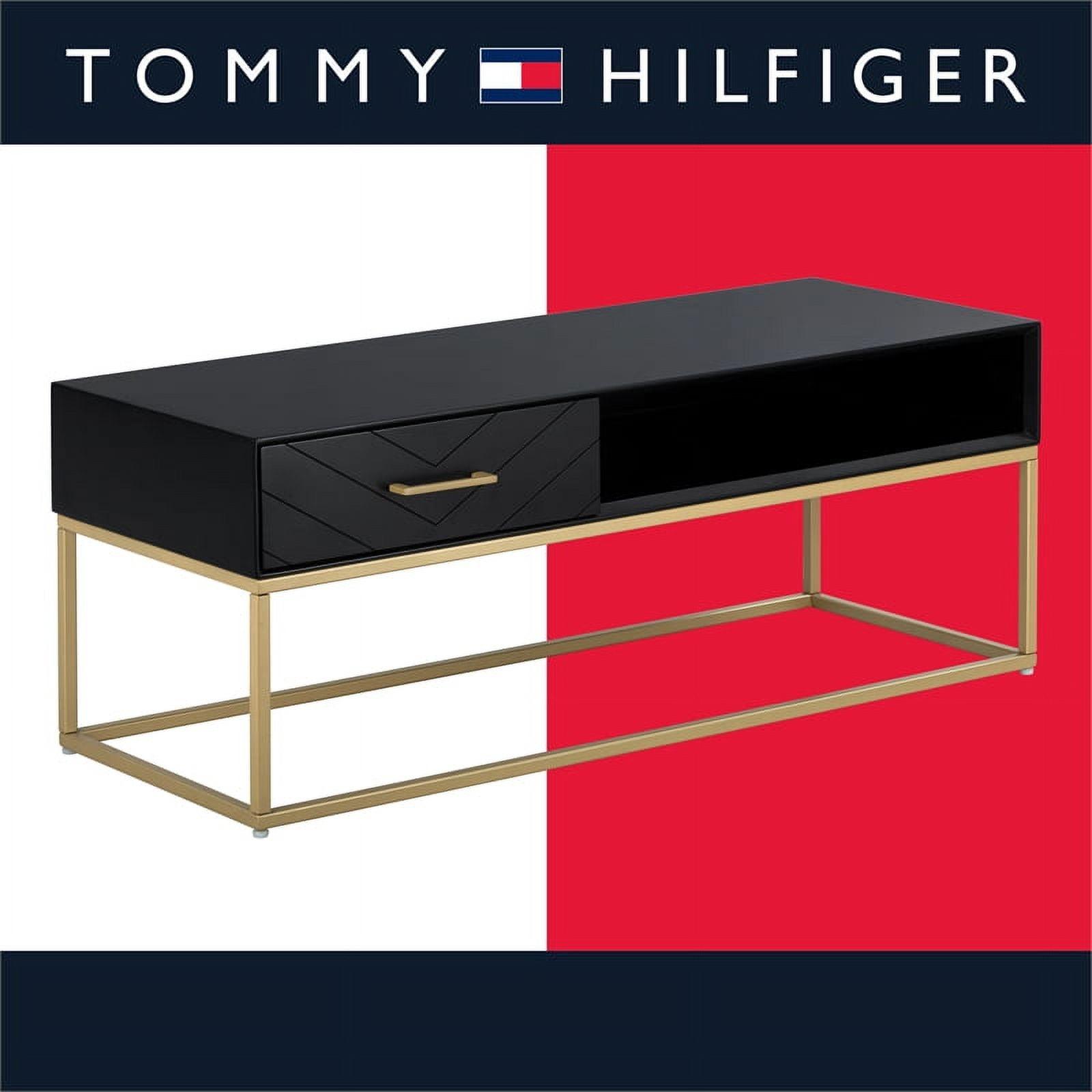 Sleek Black and Gold Modern TV Stand with Storage Cabinet