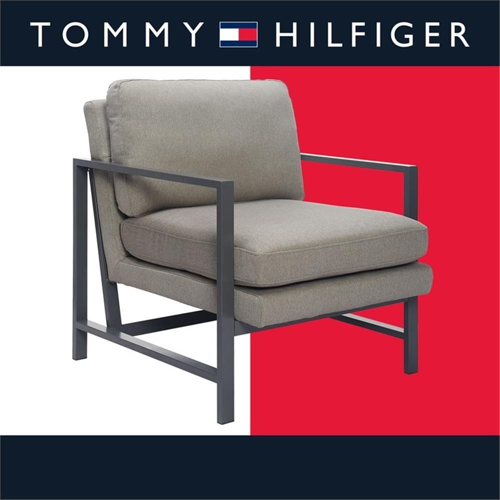 Tommy Hilfiger Russell Square Metal Frame Accent Chair, Mid-Century Modern, Medium-Soft Pillow Back