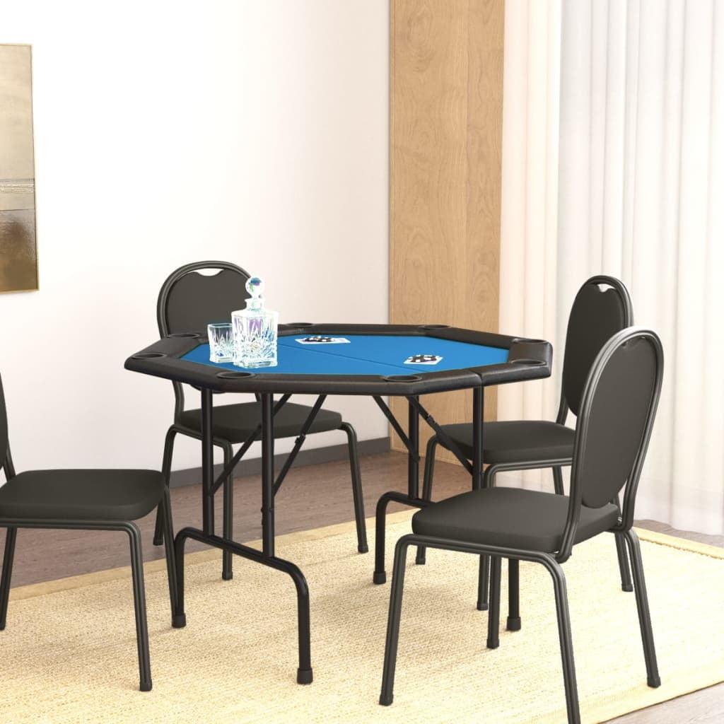 Blue 8-Player Folding Poker Table with Felt Top