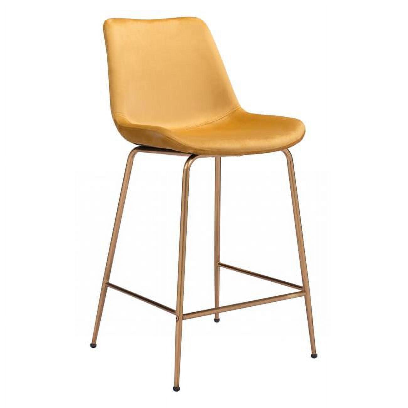 Modern Glam Gold Steel and Velvet Counter Stool