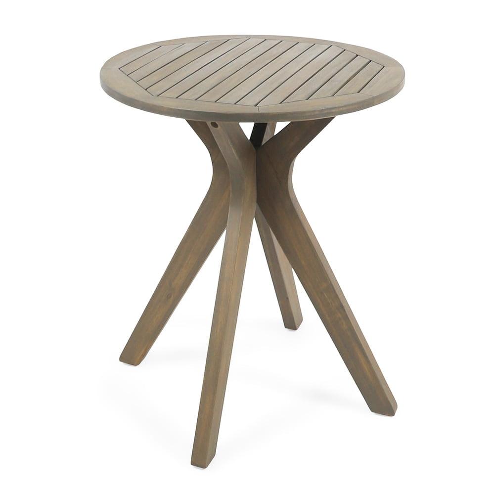 Stamford Round Acacia Wood Bistro Table with X Legs - Gray - Christopher Knight Home: Weather-Resistant, Patio Dining