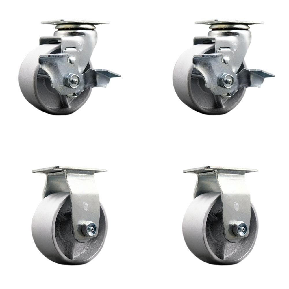 Service Caster Tool Box Caster Wheel Set – 4 Inch Semi Steel Cast Iron Swivel Casters – SCC