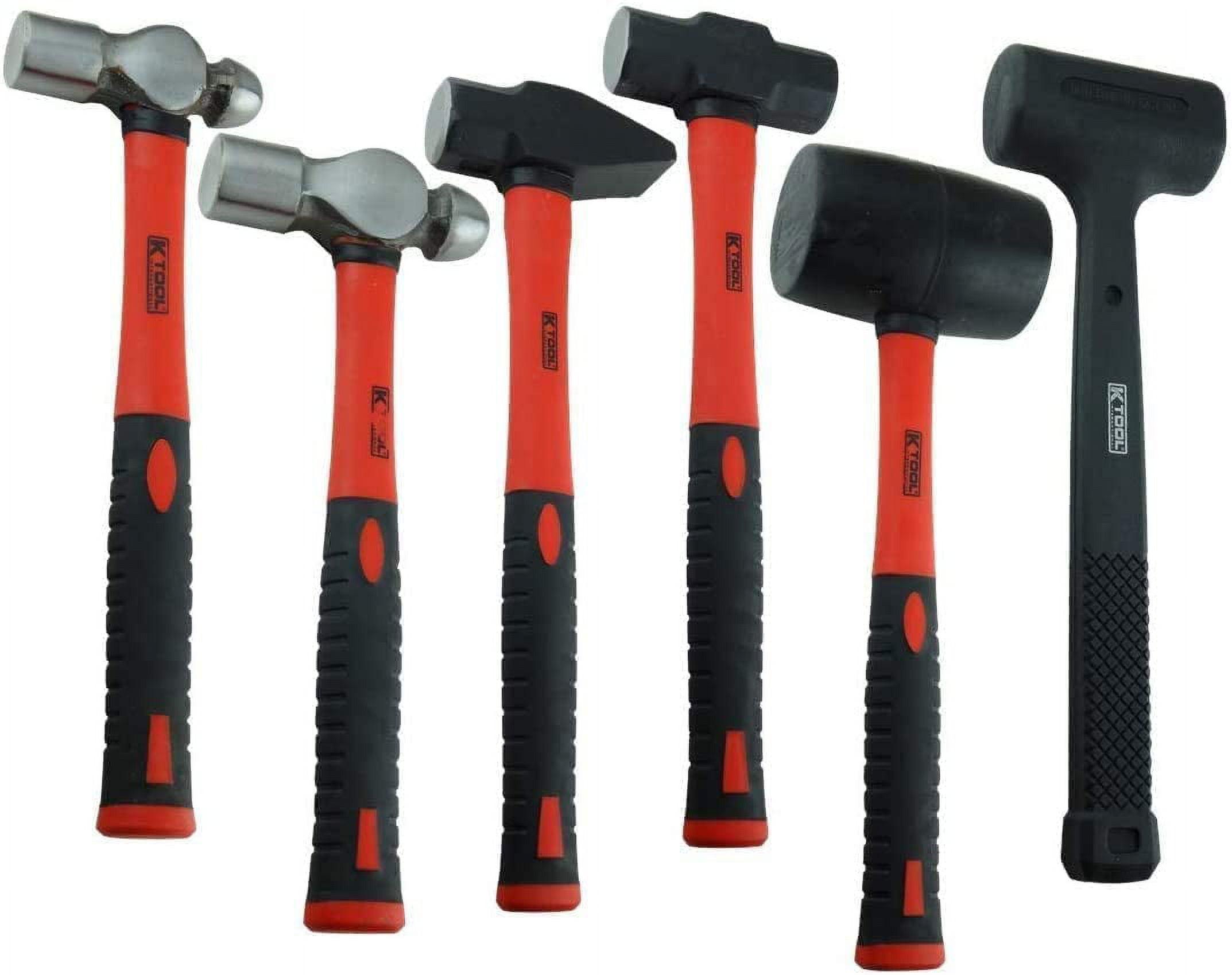 6 Piece Carbon-Steel Forged Hammer Set with Fiberglass Handles