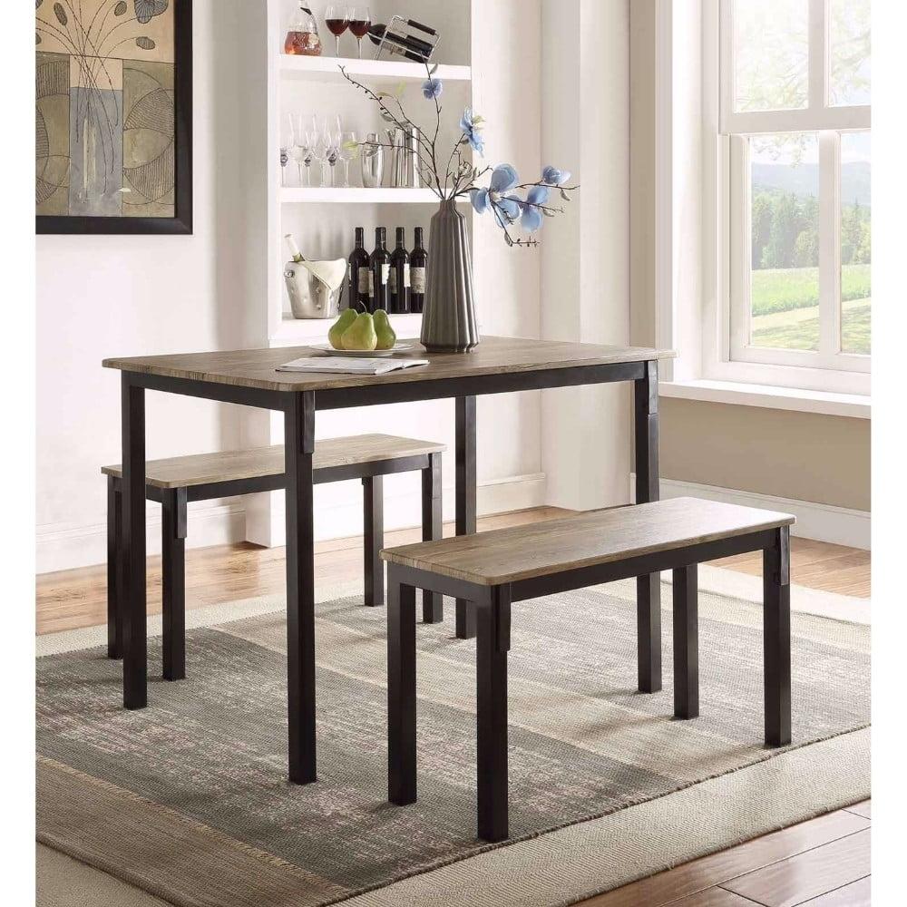 Tool-Free Boltzero Washed Walnut Dining Set with Steel Frame