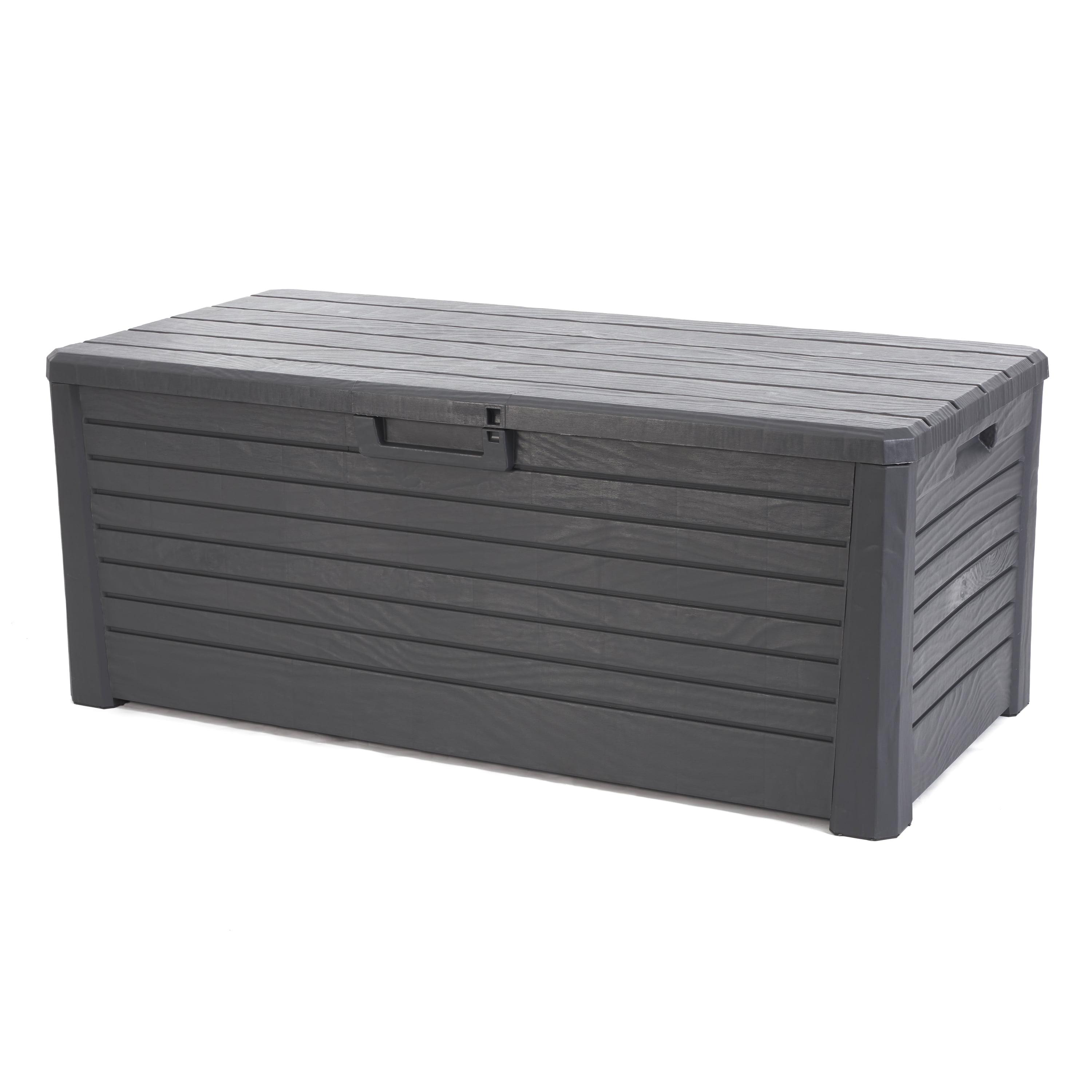 Toomax Florida UV Resistant Lockable Deck Storage Box Bench for Outdoor Pool Patio Garden Furniture & Indoor Toy Bin Container, 145 Gal (Anthracite)