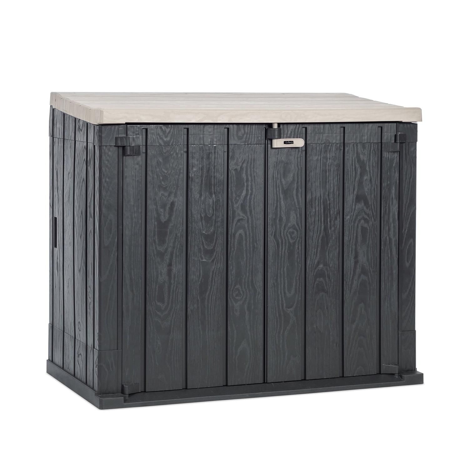 Anthracite Lockable Plastic Outdoor Storage Shed with Wheels