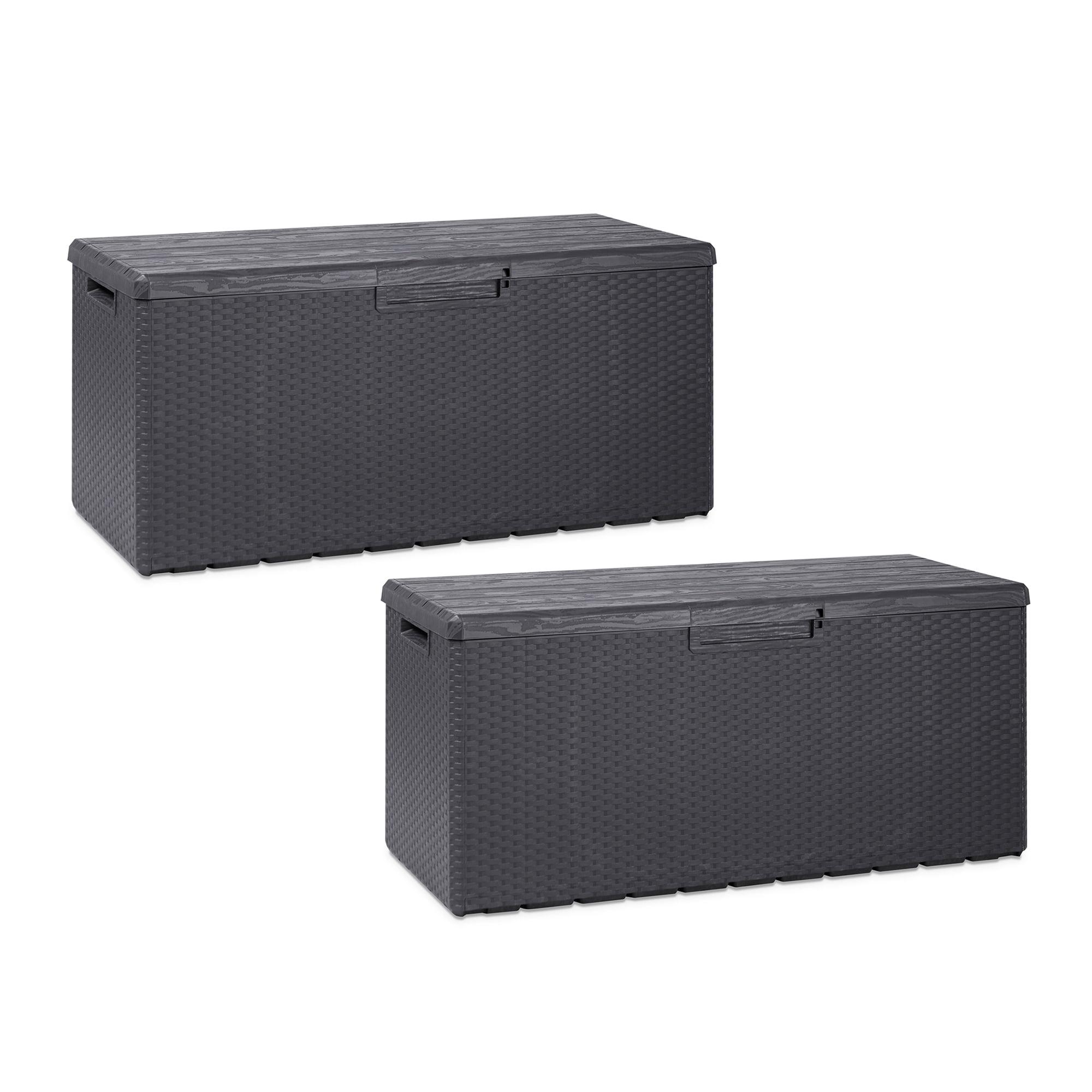 Toomax Z175E097 Portofino Weather Resistant Heavy Duty 90 Gallon Novel Resin Outdoor Deck Box, Gray (2 Pack)