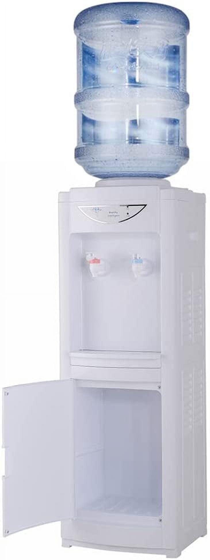 Hot & Cold Top Loading Water Dispenser, 5 Gallon Water Cooler Dispenser with Child Safety Lock, Removable Drip Tray and Storage Cabinet, Ideal for Home Office Use, White
