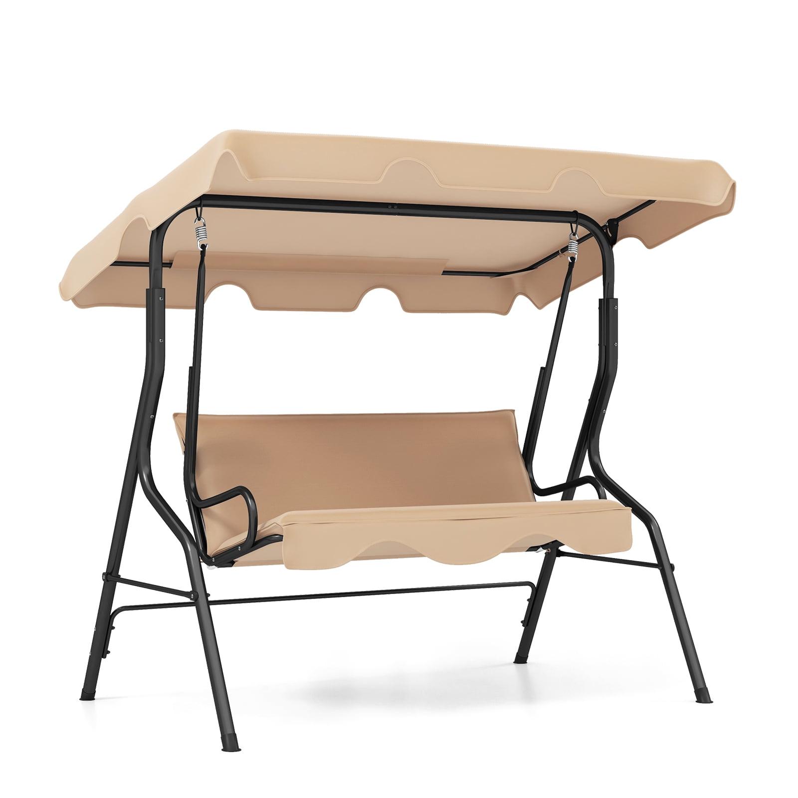 Arlmont & Co. Arlmont & Co. Patio 3 Seats Canopy Swing Glider Hammock Steel Frame Cushioned Backyard