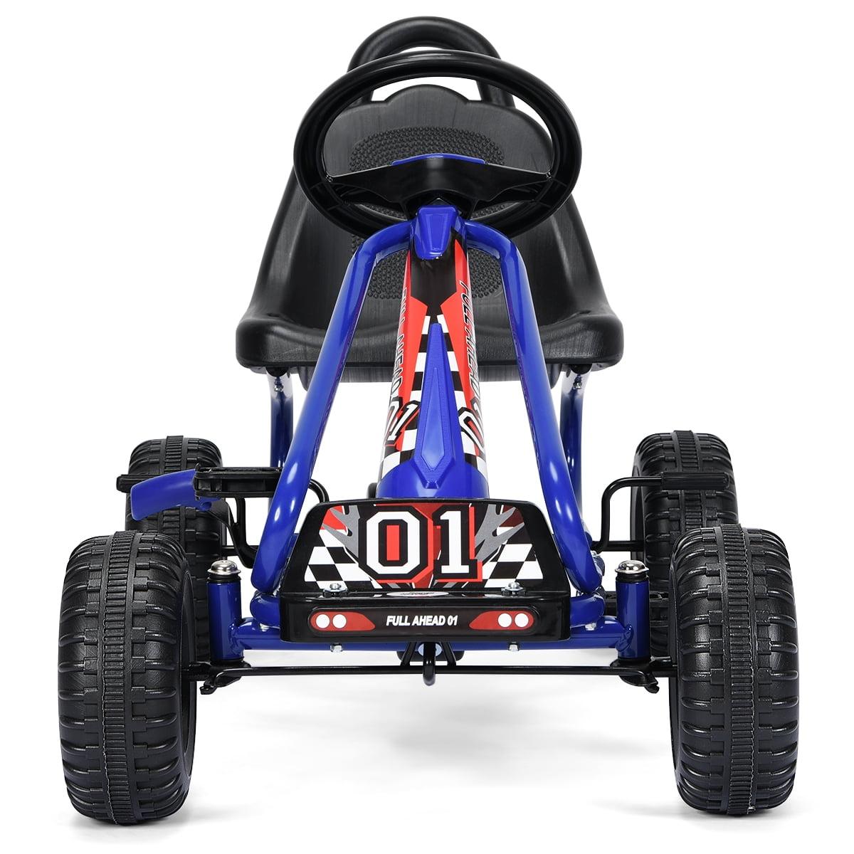 Blue Adjustable Seat Kids Pedal Go Kart with Handbrake