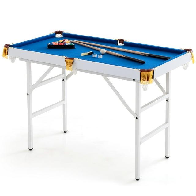 Costway 47" Folding Billiard Table Pool Game Table for Kids w/ Cues & Chalk & Brush